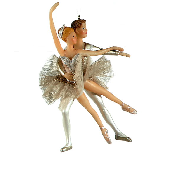 Στολίδι Ballet Couple ασημί στολή 12cm