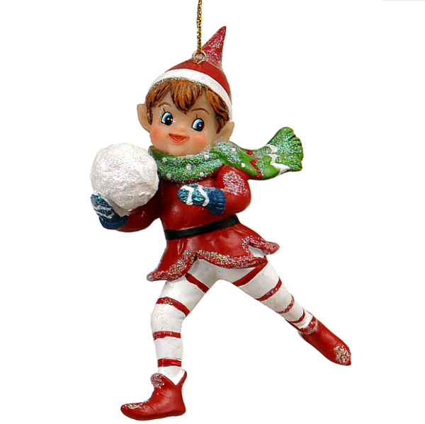 Στολίδι ξωτικό με πράσινο κασκόλ 13cm