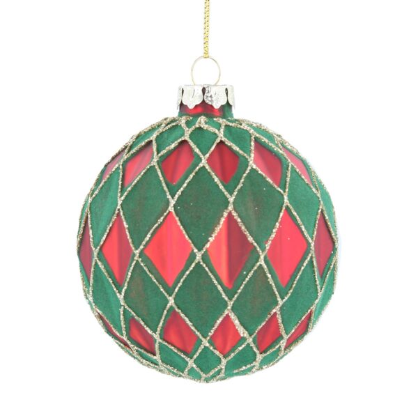 00737, Gisela Graham, Στολίδι μπάλα κόκκινη και πράσινη απόχρωση