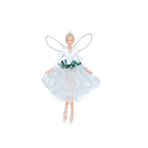 13974b, Gisela Graham,Χριστουγεννιάτικο στολίδι νεράιδα με διάφανο λευκό φόρεμα