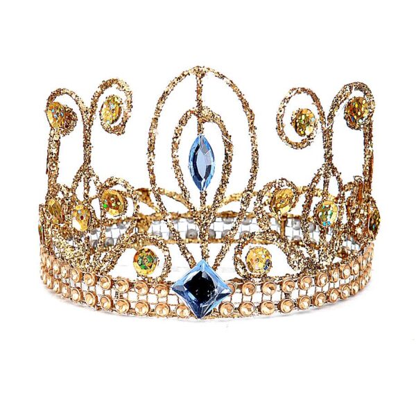 98899, A&G Jazz, Στολίδι Χρυσό στέμμα με μπλε διαμαντάκια, 25εκ