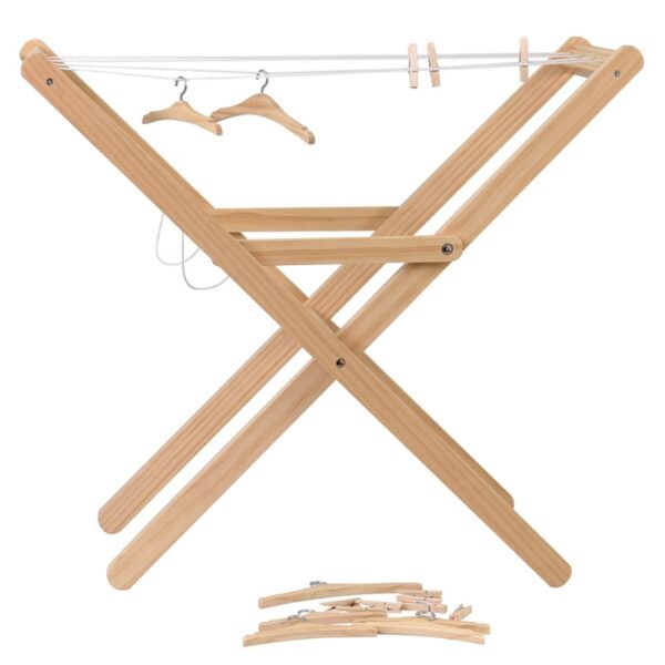 511159, Egmont Toys, Ξύλινη απλώστρα ρούχων με μανταλάκια και κρεμάστρες